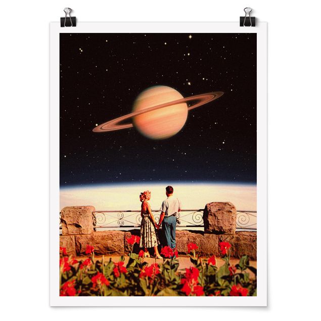 Poster - Retro Collage - Liebe im All - Hochformat 3:4