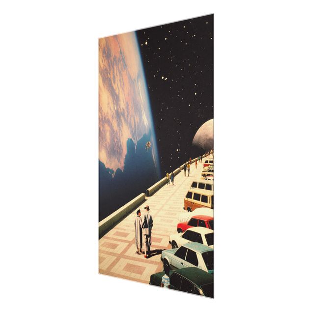 Glasschilderijen - Retro Collage - Boardwalk In Space
