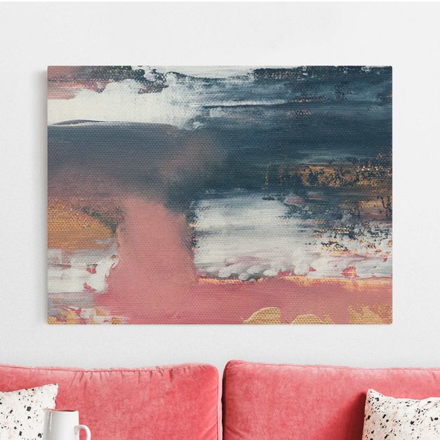 Canvas schilderijen - Goud Pink Storm With Gold