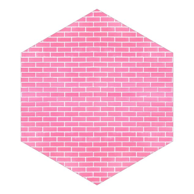 Hexagon Mustertapete selbstklebend - Rosa Ziegelwand