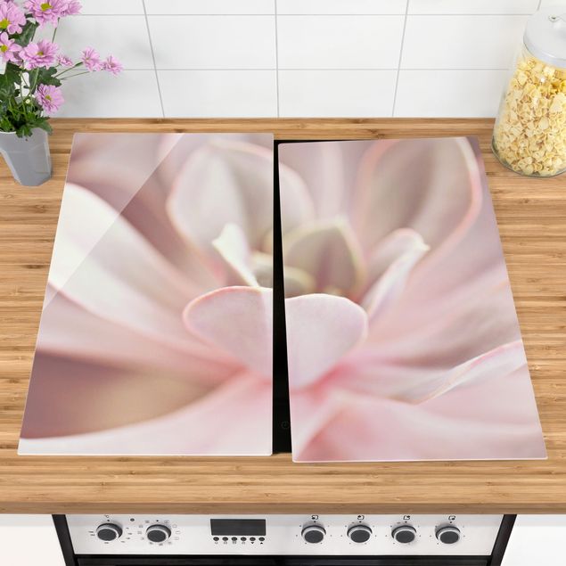 Kookplaat afdekplaten Light Pink Succulent Flower