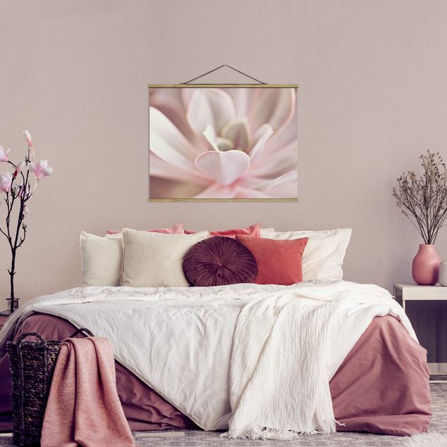 Stoffen schilderij met posterlijst Light Pink Succulent Flower