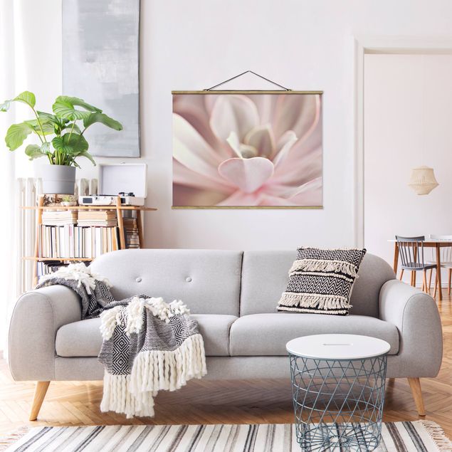 Stoffen schilderij met posterlijst Light Pink Succulent Flower