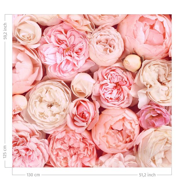 Bloemen gordijnen Roses Rosé Coral Shabby