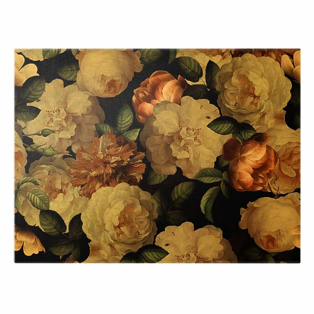 Canvas schilderijen Red Roses With White Roses