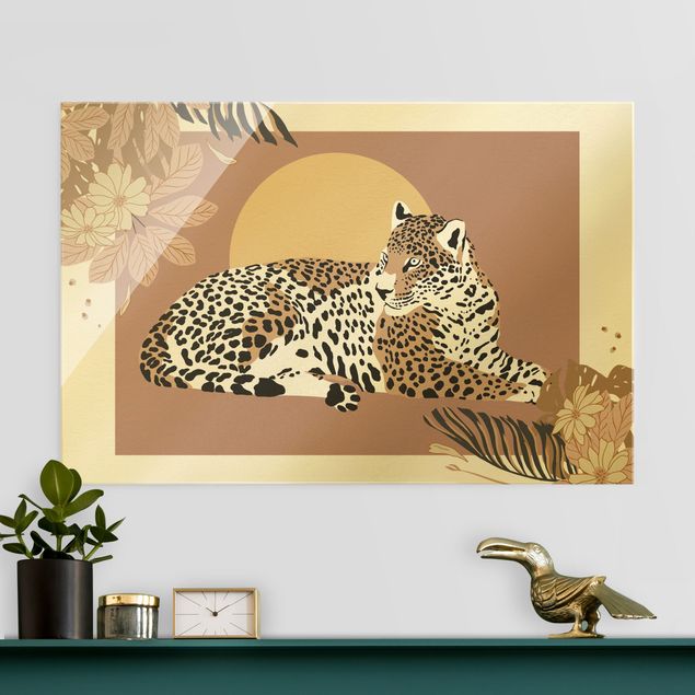 Magnettafel Glas Safari Animals - Leopard At Sunset