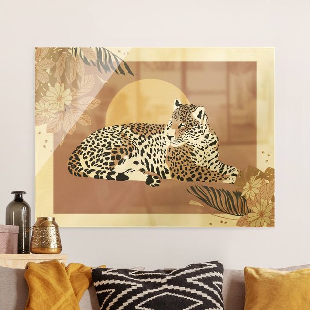 Magnettafel Glas Safari Animals - Leopard At Sunset