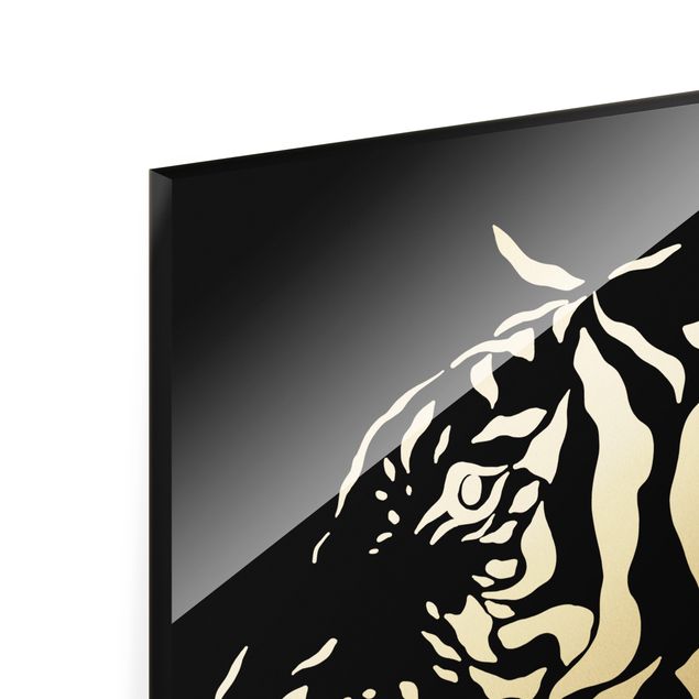 Glasschilderijen Safari Animals - Portrait Tiger Black