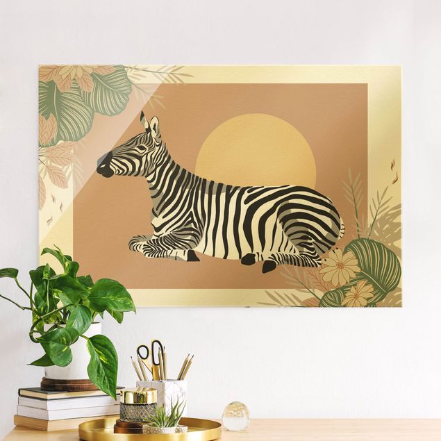 Magnettafel Glas Safari Animals - Zebra At Sunset
