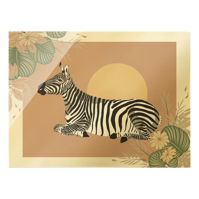 Glasschilderijen Safari Animals - Zebra At Sunset