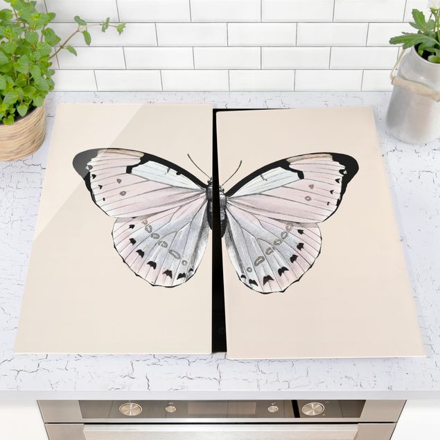 Kookplaat afdekplaten Butterfly On Beige