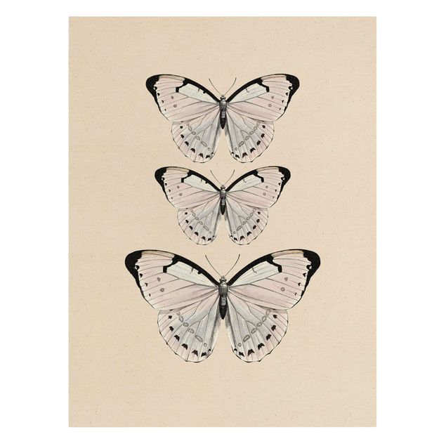 Canvas schilderijen - Goud Butterfly On Beige