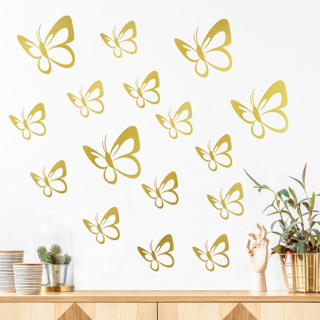 Muurstickers vlinders Butterfly swarm Set
