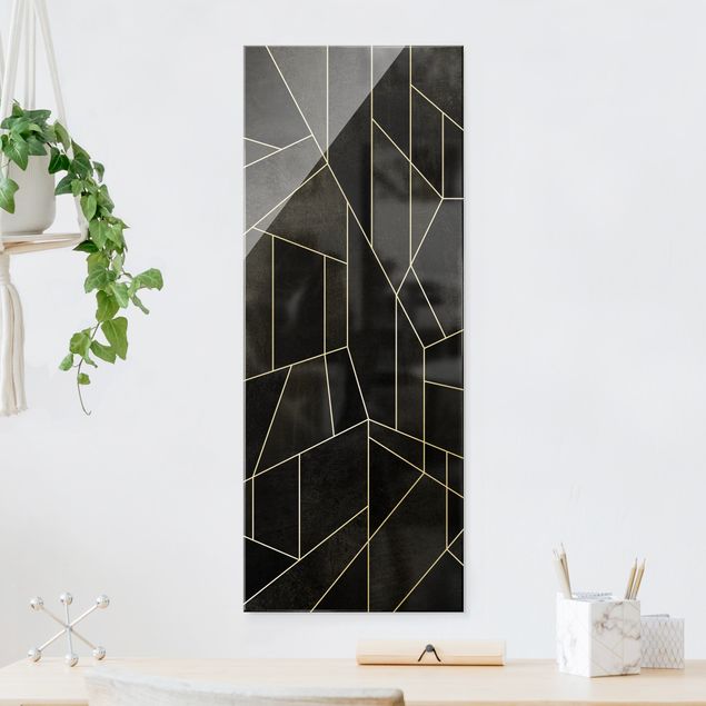 Glas Magnetboard Black And White Geometric Watercolour