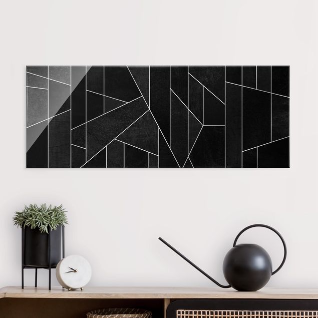 Glas Magnetboard Black And White Geometric Watercolour