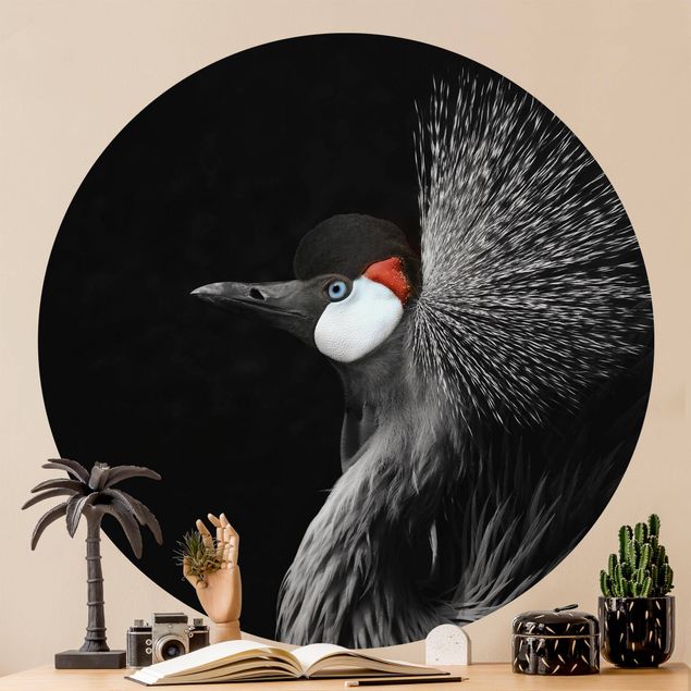 Behangcirkel Black Crowned Crane