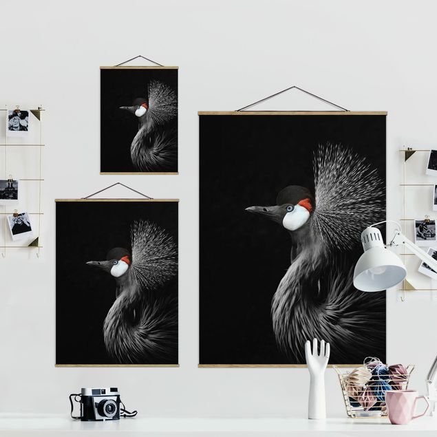 Stoffen schilderij met posterlijst Black Crowned Crane