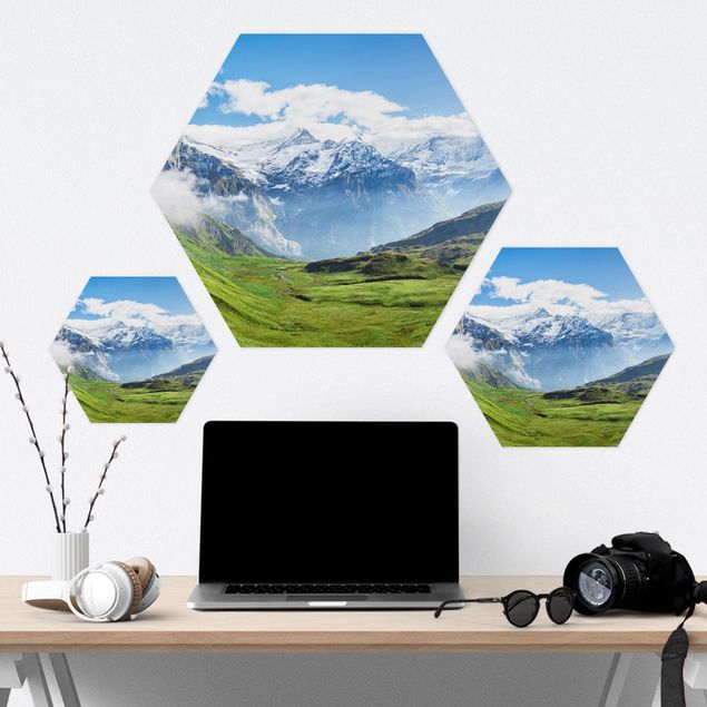 Hexagons Forex schilderijen Swiss Alpine Panorama
