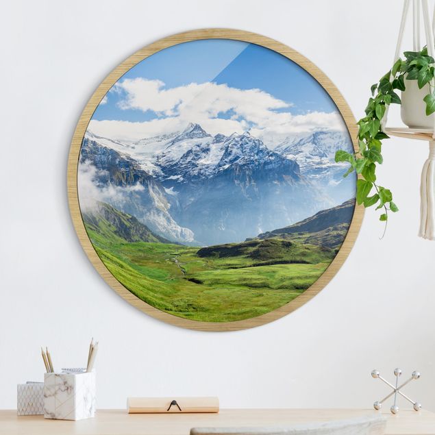 Runde Bilder mit Rahmen Swiss Alpine Panorama