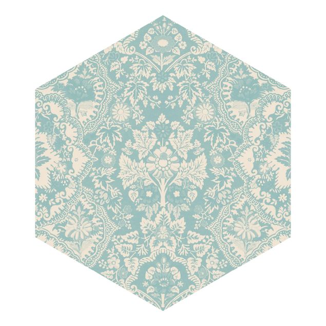 Hexagon Behang Shabby Baroque Wallpaper In Azure II