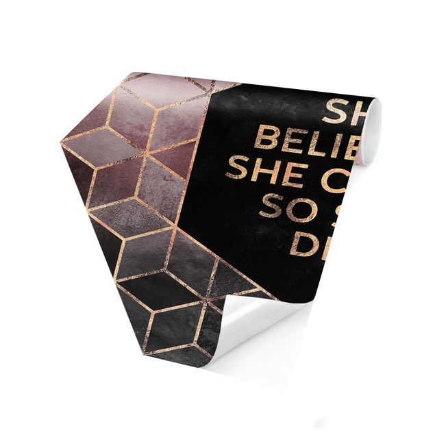 Hexagon Behang She Believed She Could Rosé Gold