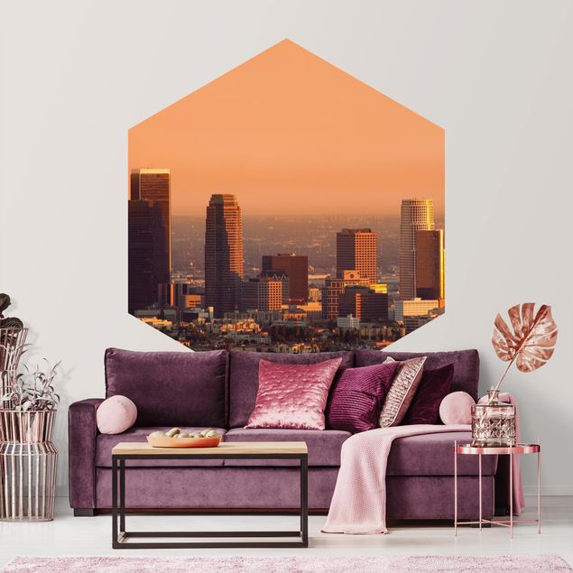 Hexagon Behang Skyline Of Los Angeles