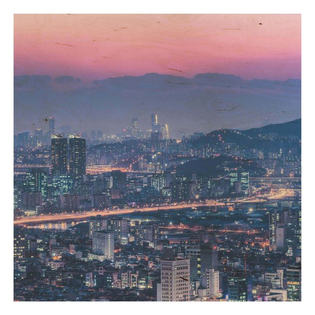 Houten schilderijen Skyline Of Seoul