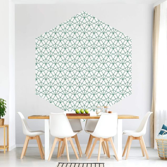 Hexagon Behang Emerald Art Deco Pattern XXL