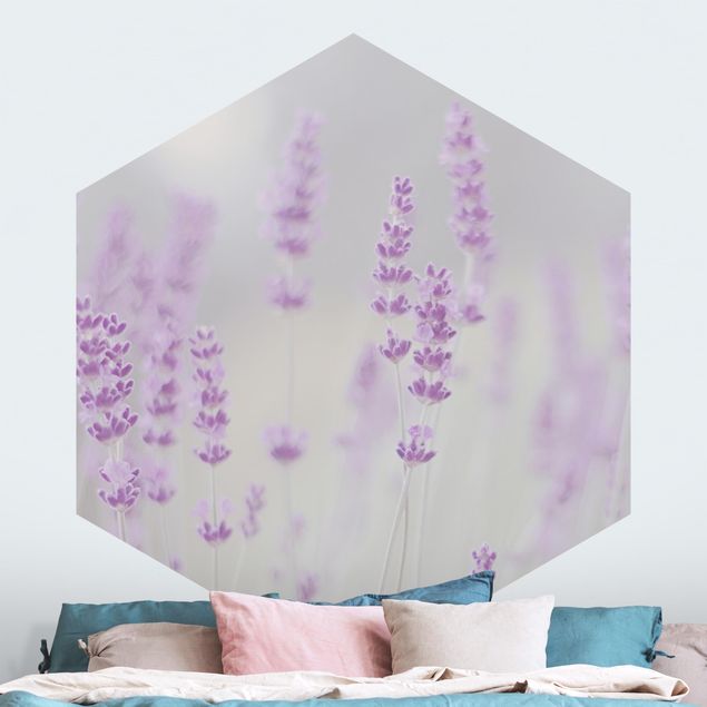 Hexagon Behang Summer In A Field Of Lavender