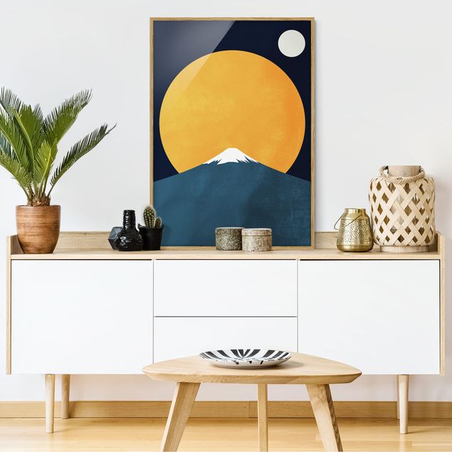 Ingelijste posters Sun, Moon And Mountain