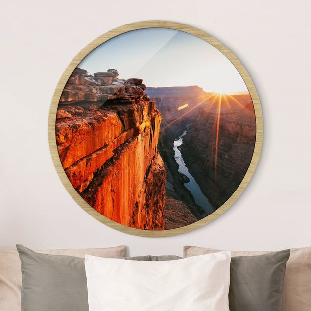 Runde Bilder mit Rahmen Sun In Grand Canyon