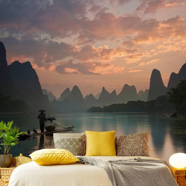 Fotobehang Sunrise Over Chinese River