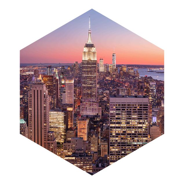 Hexagon Behang Sunset Manhattan New York City
