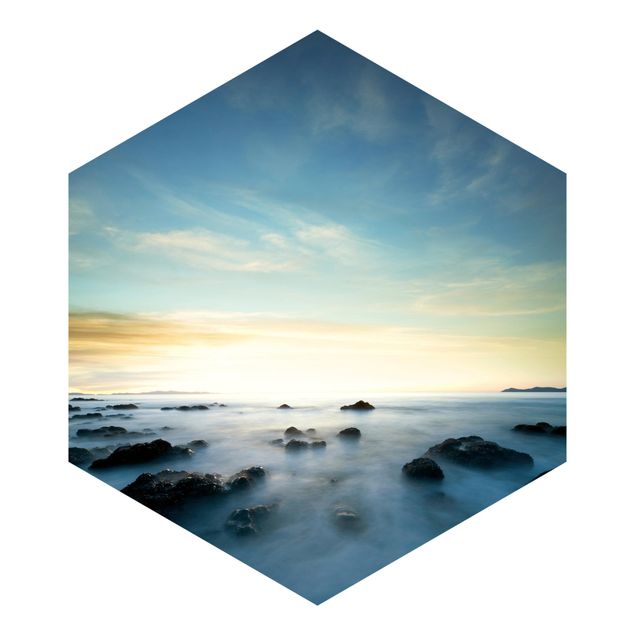 Hexagon Behang Sunset Over The Ocean