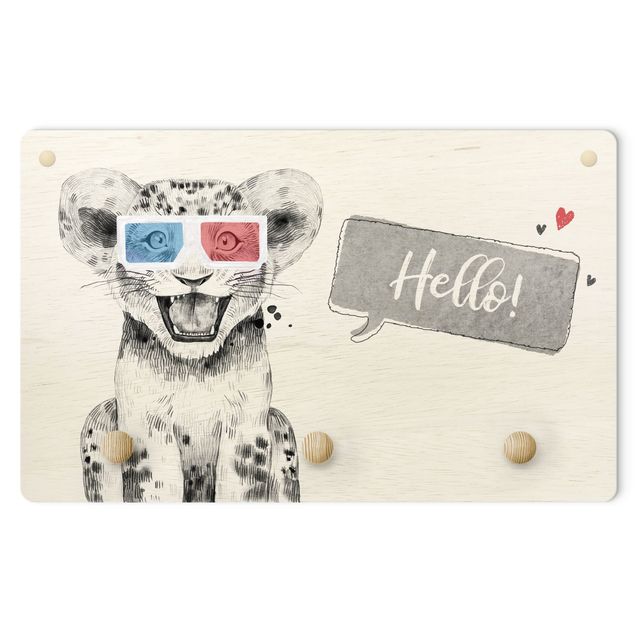 Wandkapstokken voor kinderen Text Hello Happy Lion Baby