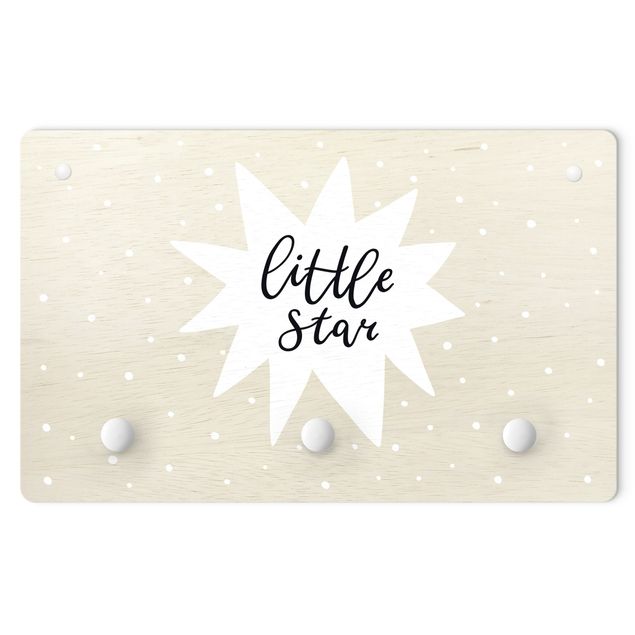 Wandkapstokken voor kinderen Text Little Star With Star White