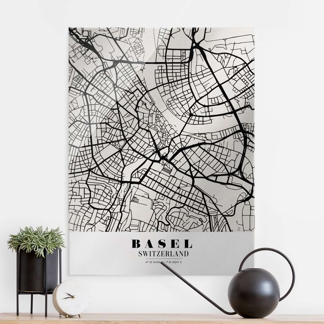 Glas Magnettafel Basel City Map - Classic