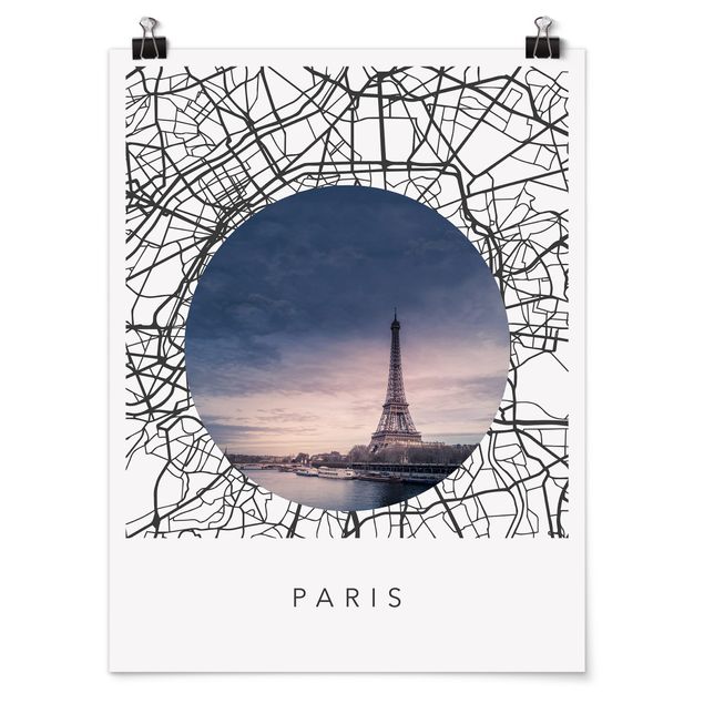 Posters Map Collage Paris