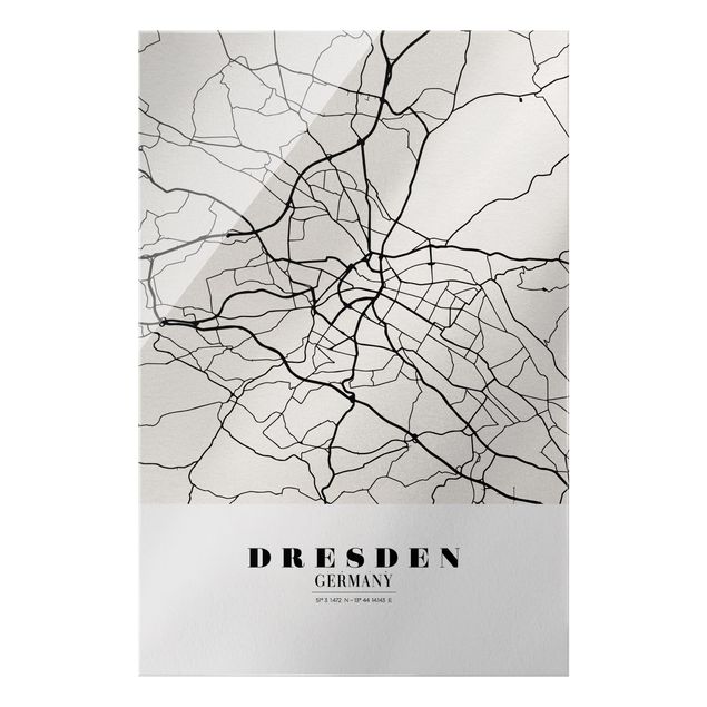Glasschilderijen Dresden City Map - Classic