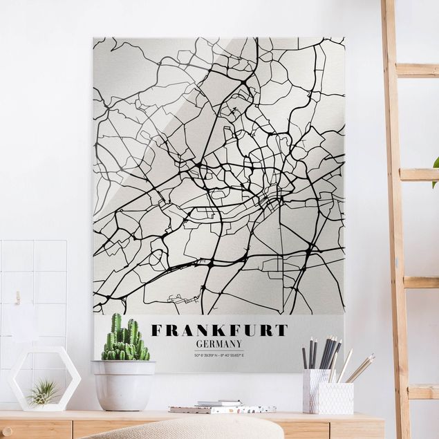 Magnettafel Glas Frankfurt City City Map - Classical
