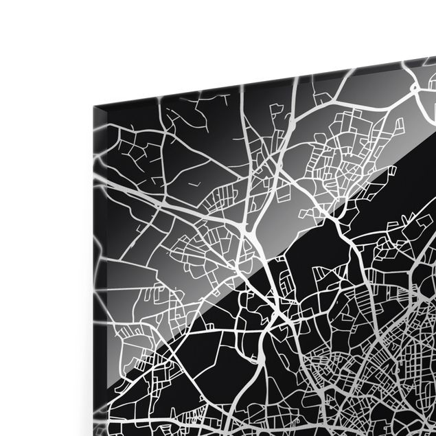 Glasschilderijen Hamburg City Map - Classic Black