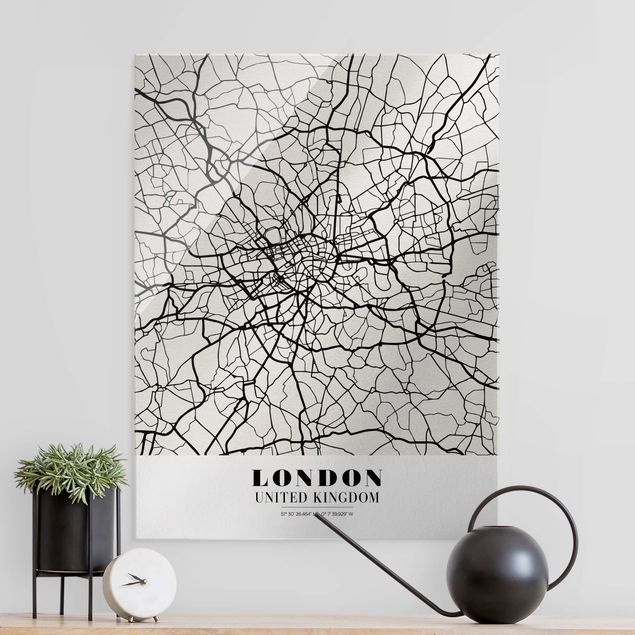 Glasschilderijen London City Map - Classic