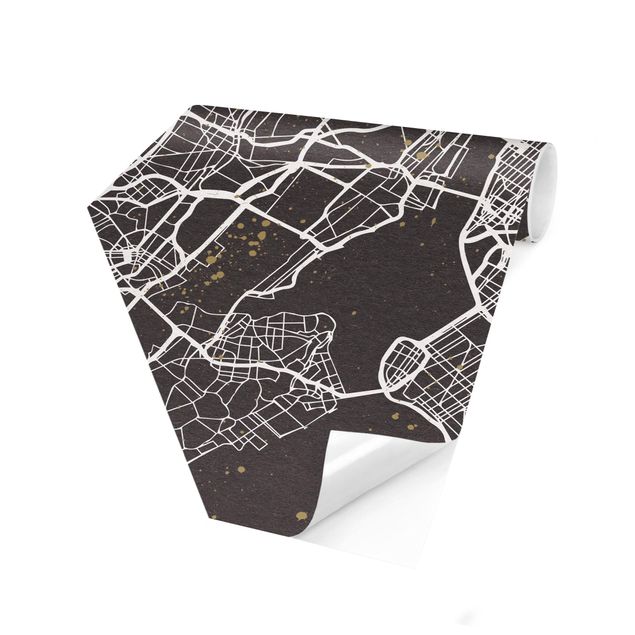 Hexagon Behang City Map New York- Retro