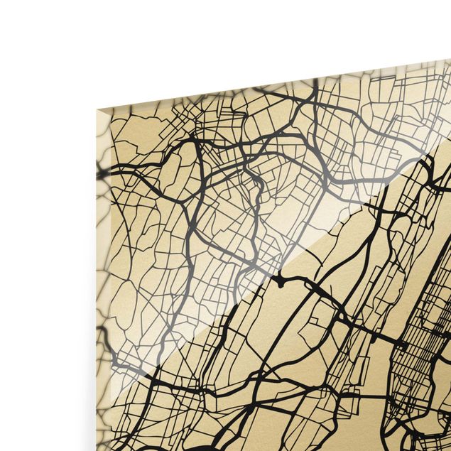 Glasschilderijen New York City Map - Classic