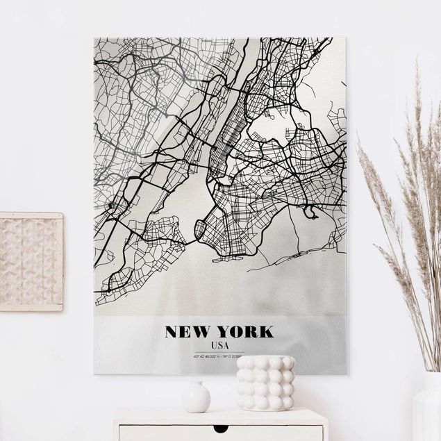 Glas Magnetboard New York City Map - Classic