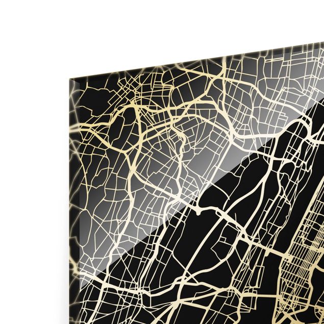 Glasschilderijen New York City Map - Classic Black