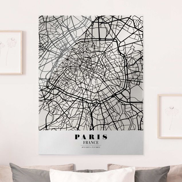 Glas Magnettafel Paris City Map - Classic