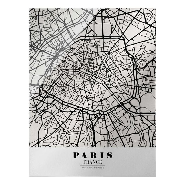 Glasschilderijen Paris City Map - Classic