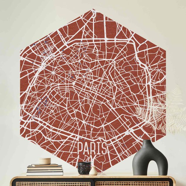 Hexagon Behang City Map Paris - Retro