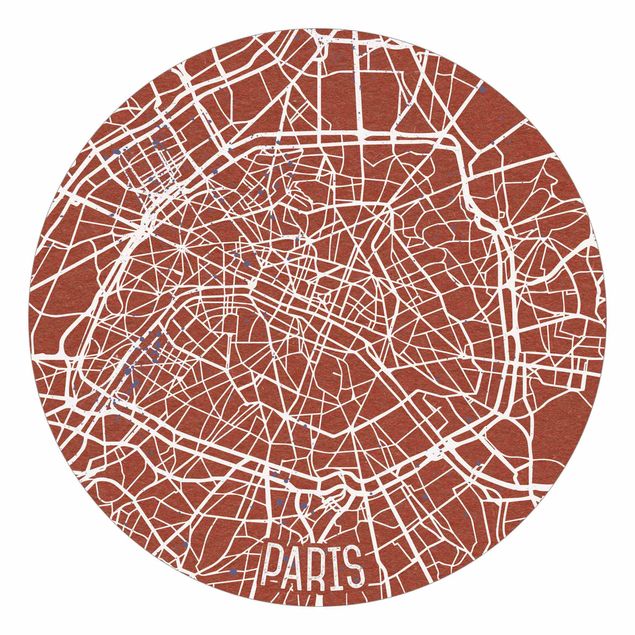 Behangcirkel City Map Paris - Retro